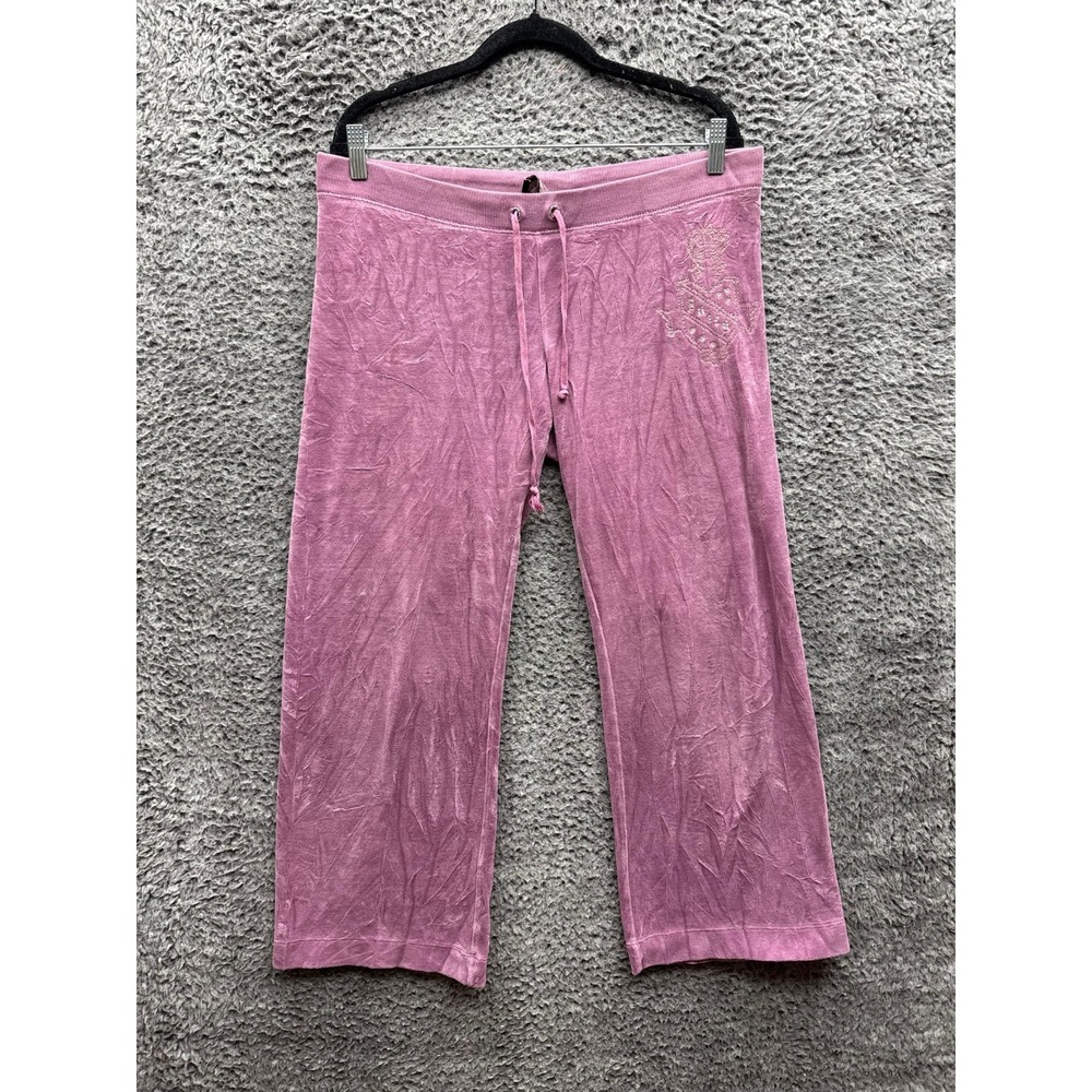 Y2k Juicy Couture Drawstring Wide Leg Velourβ Track Pants Pink Womens Size M
